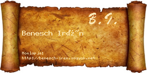 Benesch Irén névjegykártya